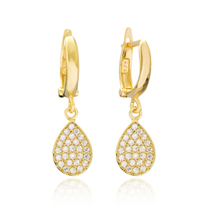 Boucles d'oreilles pendantes en forme de pierre de zircon Vente en gros de bijoux turcs en argent sterling 925 - Product Image 1