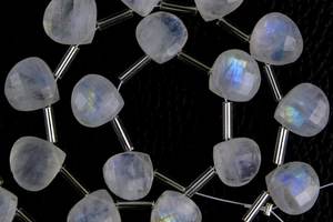 ลูกปัดทรงหัวใจทำจากเครื่องประดับ DIY,ทำจากหินมูนสโตนธรรมชาติสีฟ้าประกายวิบวับ - Product Image 3