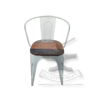 เก้าอี้รับประทานอาหารทำจากไม้และโลหะสไตล์วินเทจอุตสาหกรรมสำหรับร้านกาแฟห้องครัวกลางแจ้งห้องนั่งเล่นหรือร้านอาหาร - Product Image 2