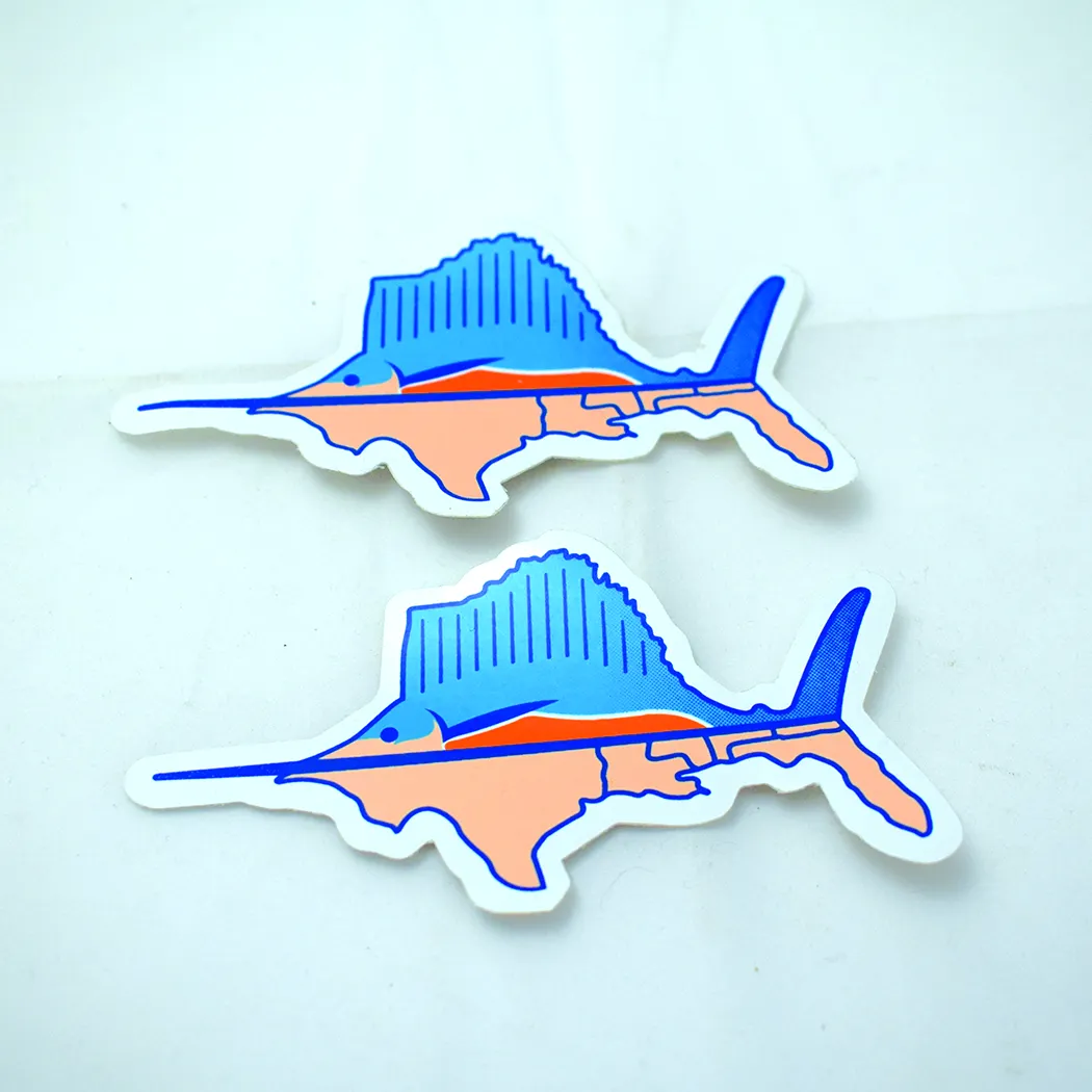 맞춤형 물고기 다이 컷 스티커 인쇄 접착 라벨 고품질 방수 접착 스티커