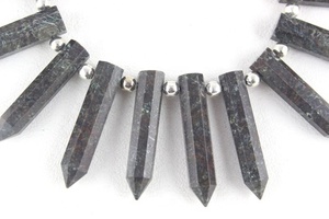 Kambaba Jasper พลอยธรรมชาติที่สวยงาม1เส้นลูกปัด Briolette ทรงดินสอเหลี่ยมเพชรพลอยสำหรับทำเครื่องประดับลูกปัดหลวม - Product Image 4