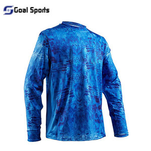 Maillots de pêche de protection en plein air chemises de pêche Ciclismo tissu sublimé personnalisé à manches longues blanc bleu personnalisé - Product Image 4