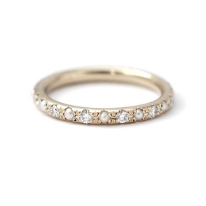 LOZRUNVE <strong>Boho</strong> Jewelry La Venta Al Por Mayor Elegant s925 Silver Pearl CZ Eternity Band Wedding <strong>Rings</strong> Women - Product Image 1