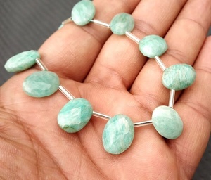 Natural Amazonite Gemstone Faceted Oval Shape Briolette Beads Making Handmade Jewelry Wholesale <b>Top</b> Quality - Product Image 4