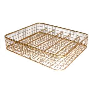 Panier à couverts moderne multi-usages en fil métallique plaqué laiton écologique de haute qualité - Product Image 4