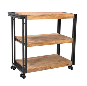 Industrial Serving Carriage Innovative Solid <b>Wood</b> and Iron Cart Trolley - Product Image 2
