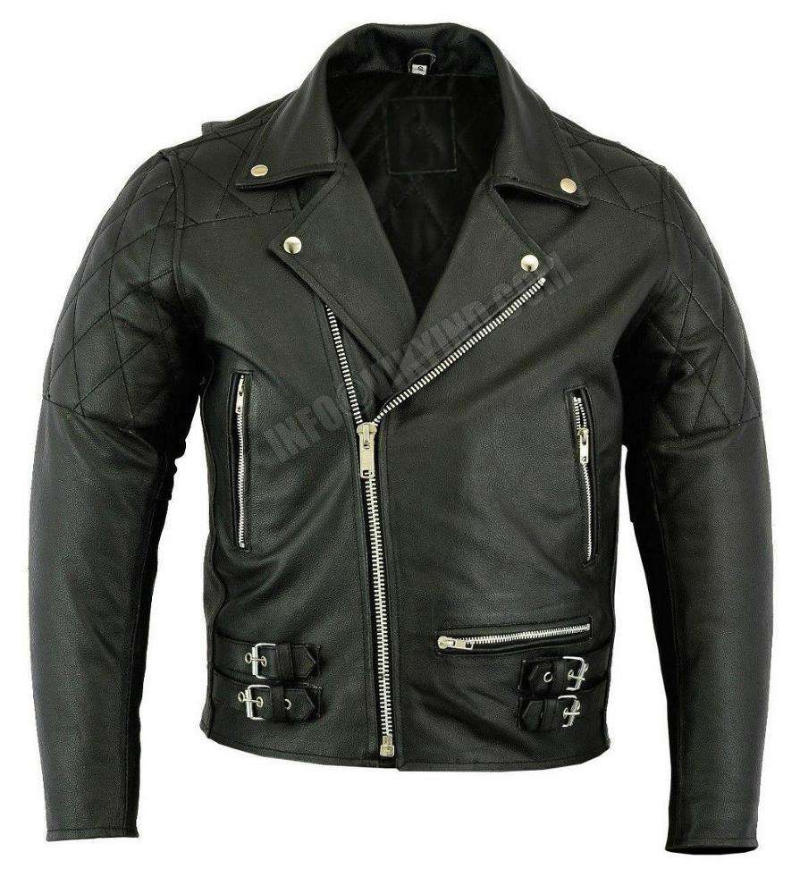 Uomo Vintage Nero Brando " Live To Ride " Goffrato Aquila Pelle Biker Giacca - Foto 2