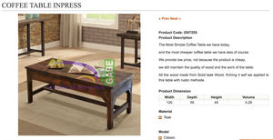 Table basse en bois de teck de style old school avec finition antique et couleur brûlante pour meubles de salon et de maison - Product Image 3