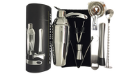 Amazon Hot Sell Benutzer definiertes Logo Ultimate Home Bar Bambus Rack Stand Mixology Edelstahl Bar Werkzeuge Barkeeper Kit