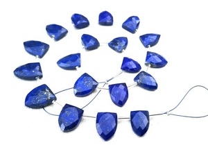 Pierre précieuse bleue de qualité supérieure 1 brin Lapis Lazuli naturel pierre à facettes demi Marquise forme perles de Briolette vente en gros - Product Image 3