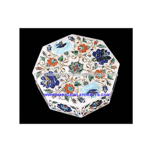 Boîte octogonale à incrustation de marbre pitra dure, 15 pièces - Product Image 1