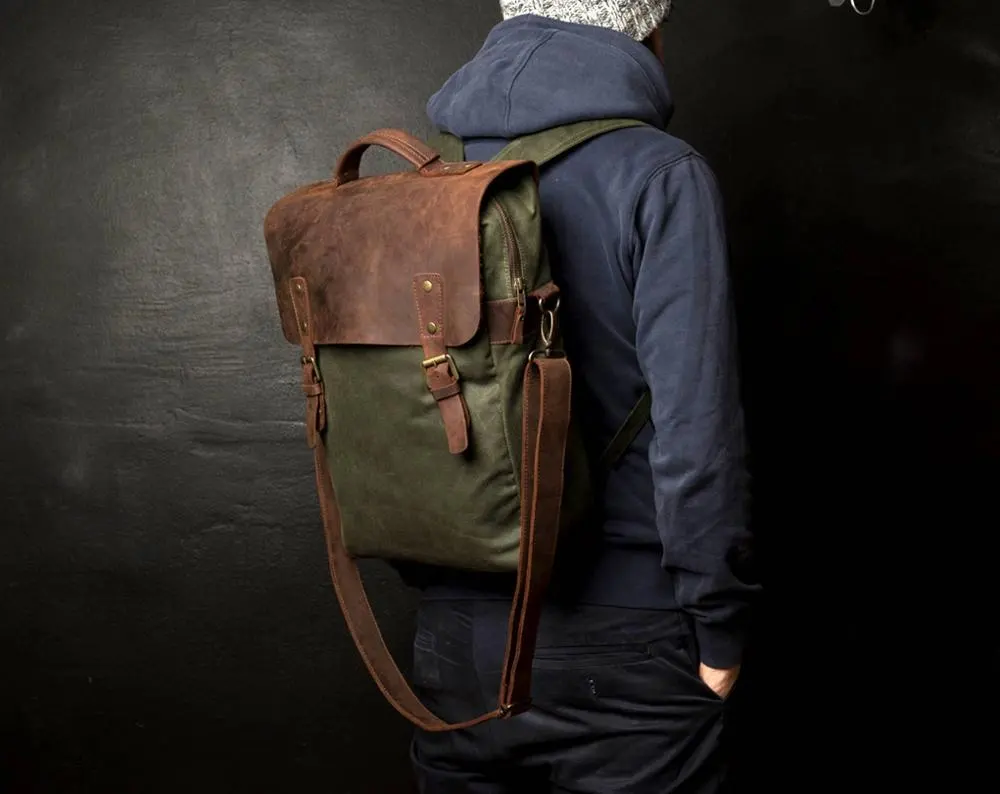 Waxed Canvas Backpack, Water Proof Canvas Backpack For Camera, Travelling Bag Canvas Camera Bag TRM-0011