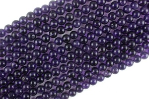 Pierre précieuse d'améthyste violette naturelle de bonne qualité 1 brin faisant des bijoux faits à la main perles rondes lisses en gros - Product Image 3
