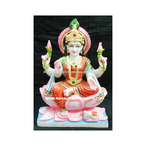 Statue de Laxmi Maa en marbre blanc de Makrana - Product Image 1