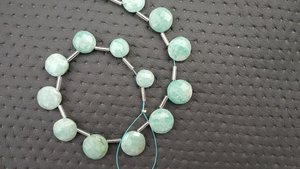Fait à la main 1 brin AAA Grade naturel Amazonite pierres précieuses perles de haute qualité à facettes ronde pièce forme Briolette couleur verte - Product Image 3