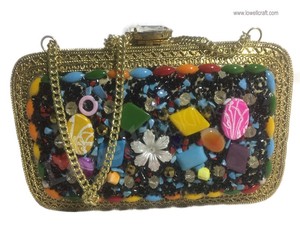 Luxury Women's Shoulder Bag Colorful Brass Metal and Rhinestone Stone Decoration New Elegant Evening Clutch Purse - Product Image 1