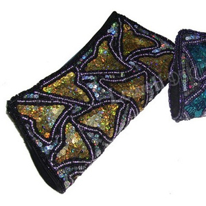 <b>Wedding</b> Evening <b>Clutch</b> Women Satin Beaded Sequin Design Flower Purse Lowellcraft - Product Image 1