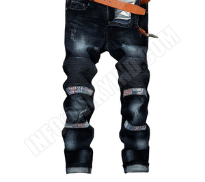 Una Reta กางเกงยีนส์ผู้ชาย,กางเกงยีนส์เข้ารูปลำลองสไตล์สตรีทกางเกงยีนส์ฟอกจีบกางเกงยีนส์แฟชั่นแบรนด์เนมปี2018 - Product Image 6