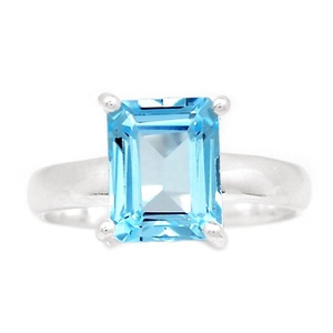 Top Quality Antique Design 925 Sterling Silver Women Ring Jewelry Big Gemstone Blue Topaz Silver Ring For Women - Product Image 1