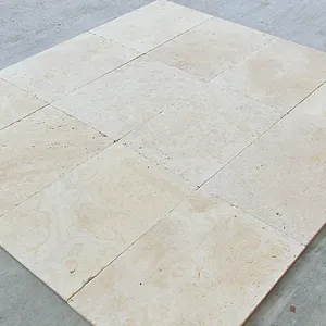 การเลือกคุณภาพพรีเมี่ยมขายส่งแสง Travertine Tumbled กระเบื้องที่เต็มไปด้วยและ Honed ทำในตุรกี CEM-FPT-01