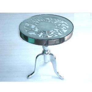 Cast Aluminium <b>Table</b> in Mirror Polish Alphabet Design and Glass Top Also Available in Rough Finish Home Furniture - Product Image 3