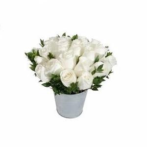 Cubo de flores decorativo para el hogar, Cubo de METAL de la mejor calidad, COLOR gris, para Navidad - Product Image 1