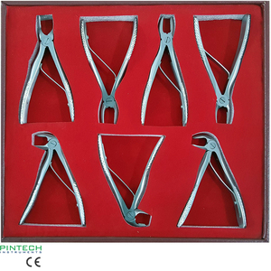 Kit d'extracteur de dents pour enfants Boîtier en acier inoxydable de 7 pièces Instruments dentaires Pince manuelle Ensemble d'extraction de dents - Product Image 4