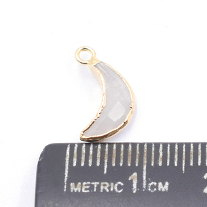 Piedra Lunar Arcoíris de 12 a 14 mm con Argolla, Forma de Luna, Chapado en Oro, para Fabricación de Joyas - Product Image 3