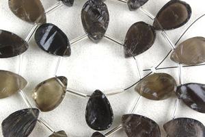 หินควอทซ์สโมควอทซ์ขัดด้านข้างทรงลูกแพร์อัญมณีหยาบทำด้วยมือเครื่องประดับหินสีน้ำตาลขายส่ง - Product Image 3