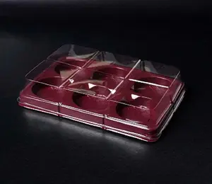 6 Cavity Bakery Verpackungs box Kunststoff Maroon Tray mit Deckel