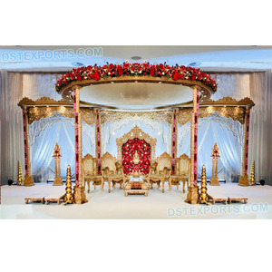Ceremonia de matrimonio hindú Mandap de madera Aspecto prestigioso Mandap de madera Mandap exclusivo de madera para boda Venta de fábrica DST Reino Unido - Product Image 1