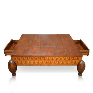 Bàn Cà Phê Gỗ Tếch Với Hình Vuông Top Diamond Ornament Patron Màu Tự Nhiên - Product Image 3