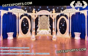 Boda india de Bollywood recepción etapa Rajwadi estilo etapa para las bodas reales real Rajasthani Rajwadi boda escenario - Product Image 5