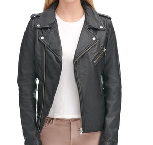 Nuevas camisetas de moda de otoño para mujer, venta al por mayor, chaqueta de cuero de motocicleta de piel de oveja negra con cremallera, prendas de vestir exteriores de talla grande - Product Image 3