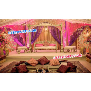 Boda asiática Cisne dorado Jhula Set Mehandi Stage Swing Set Boda Latón Metal Dos plazas Swing UK - Product Image 1