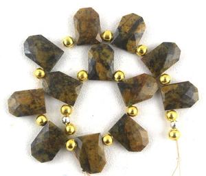 Cuentas de Briolette facetadas de jaspe de miel con forma hexagonal de alta calidad, piedras preciosas naturales para hacer joyas DIY, venta al por mayor - Product Image 6