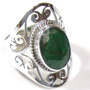 Exclusive Bohemian Style Green <b>Emerald</b> Quartz Sterling <b>Silver</b> Handmade <b>Ring</b> Eternity Vermeil 925 Sterling <b>Silver</b> Jewelry - Product Image 1