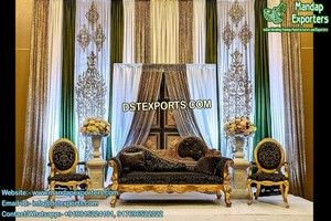 Conjunto de sofás de escenario, tapizado en oro, estilo musulmán, para Walima, diseño elegante, ideal para bodas - Product Image 4