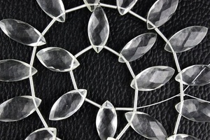 Top qualité beau brin naturel clair Quartz pierre précieuse à facettes Marquise forme Briolette perles faisant des bijoux - Product Image 3