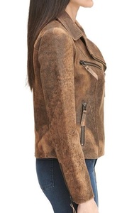 Chaqueta de cuero desgastado Break, ropa de abrigo de motorista para mujer, piel de cordero genuina suave, ropa de moda cómoda y de moda - Product Image 5