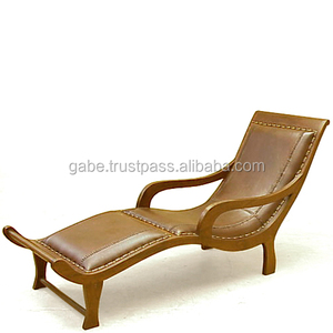 เก้าอี้พักผ่อนสุราบัย ทำจากไม้สัก หุ้มด้วยหนัง - Product Image 1