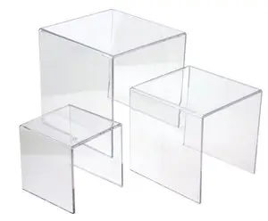 handmade transparent plexi U display stand riser acrylic shelf risers
