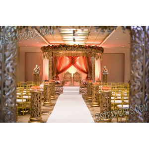 Mandap สีทองสำหรับการแต่งงานอันทรงเกียรติดีไซเนอร์ราชวงศ์ Mandap เงินโบราณการออกแบบสีทอง - Product Image 1