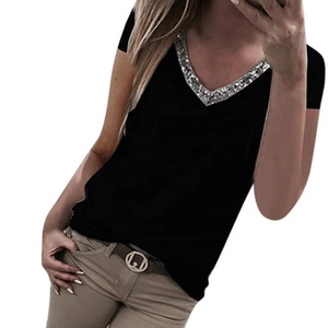 เสื้อถักผ้าคอตตอนทรงสั้นสำหรับผู้หญิงเสื้อยืดผ้าถักพิมพ์ลายขนาดใหญ่พิเศษเข้ารูปเซ็กซี่รัดรูปพอดีตัวลำลอง100% โลโก้ได้ตามต้องการ - Product Image 3