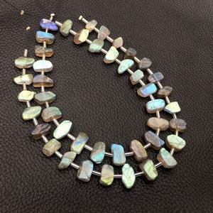 Pierre précieuse de labradorite naturelle de forme inégale, perceuse centrale brute polie belle bleue flashy 1 brin en gros - Product Image 5