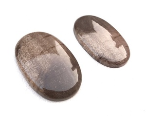 Cabujones marrones ovalados lisos de jaspe de madera Natural de 2 piezas de alta calidad, piedras preciosas sueltas de calidad para la fabricación de joyas - Product Image 1
