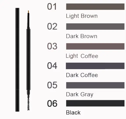 4 TYPES Retractable triangle and thin tip Eye brow tint pen Private Label eyebrow pencil with spoolie