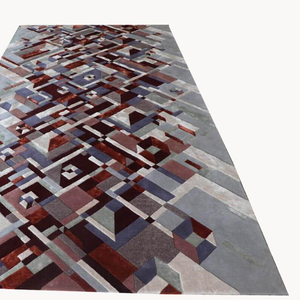 Tapis rectangle d'intérieur moderne personnalisé touffeté à la main en laine anti-dérapant motif géométrique salon cuisine hôtel bureau - Product Image 1