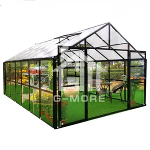 G-MORE Premium New Design Glashaus für die Familie Gartenarbeit/16 'x 11' Doppeltür mit 4MM Sicherheits glas