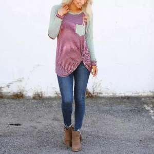 Camisetas informales de manga larga con cuello redondo para mujer, tela suave de estiramiento medio, lavable a máquina, blanco sólido, ajuste Regular, Otoño/Invierno - Product Image 2